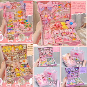 Hộp Phụ Kiện kẹp tóc PinkiBox quà tặng sinh nhật cho bé gái dễ thương xinh xắn