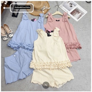 PHẠM THÙY SHOP: SET BỘ BÈO NƠ VAI MIX QUẦN SHORT CHẤT MÁT RƯỢI KÈM ẢNH THẬT