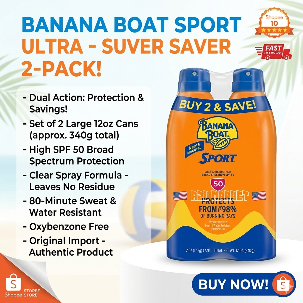 [HÀNG MỸ] Xịt Chống Nắng Banana Boat Sport SPF 50+ (170g) - Bảo vệ da mạnh mẽ, kháng nước tốt
