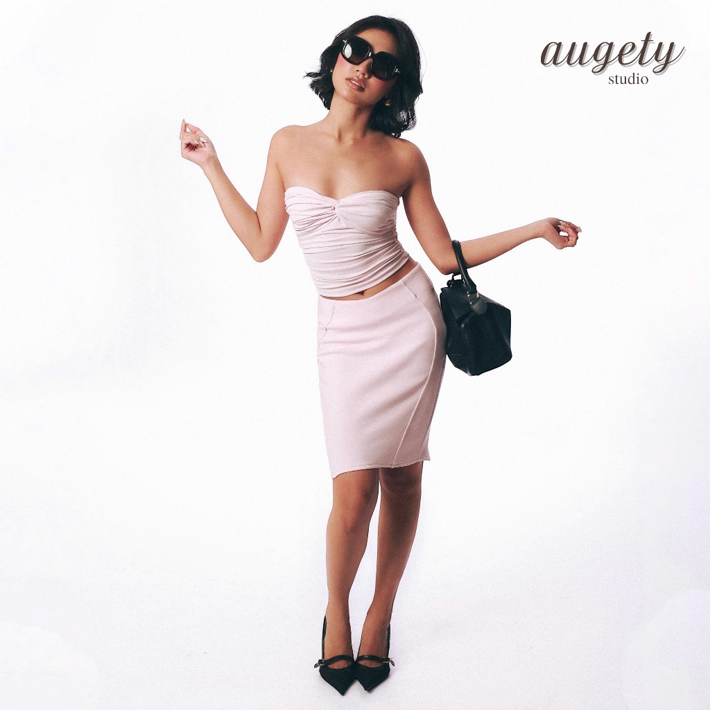 Chân Váy Ôm Cạp Trễ Tròn Hông Dáng Bút Chì Có Khóa Kéo Augety Studio, LILAC MIDISKIRT