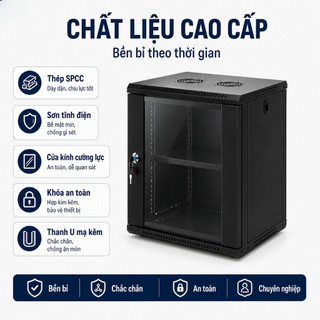 Tủ Mạng Treo Tường 4U/6U/9U/12U, Tủ Rack Đựng Switch Router NAS Camera, Cửa Kính Cường Lực, Khóa An Toàn, Tản Nhiệt Tốt