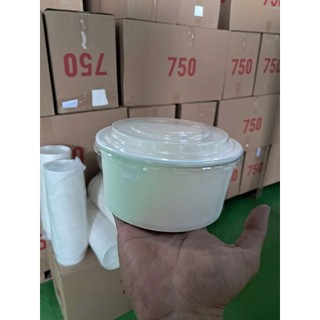Set Combo 50/100 Tô Tròn Kraft TRẮNG không nắp/có nắp dùng 1 lần 750ml/1000ml an toàn