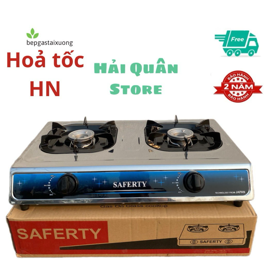 [Hoả tốc HN] Bếp gas đôi inox saferty - bếp ga đôi gia đình inox toàn thân bền bỉ