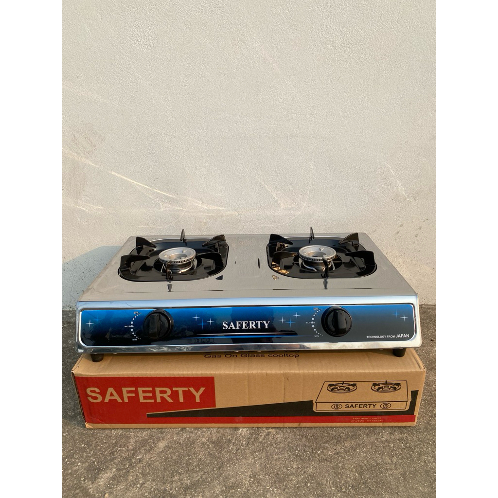 [Hoả tốc HN] Bếp gas đôi inox saferty - bếp ga đôi gia đình inox toàn thân bền bỉ