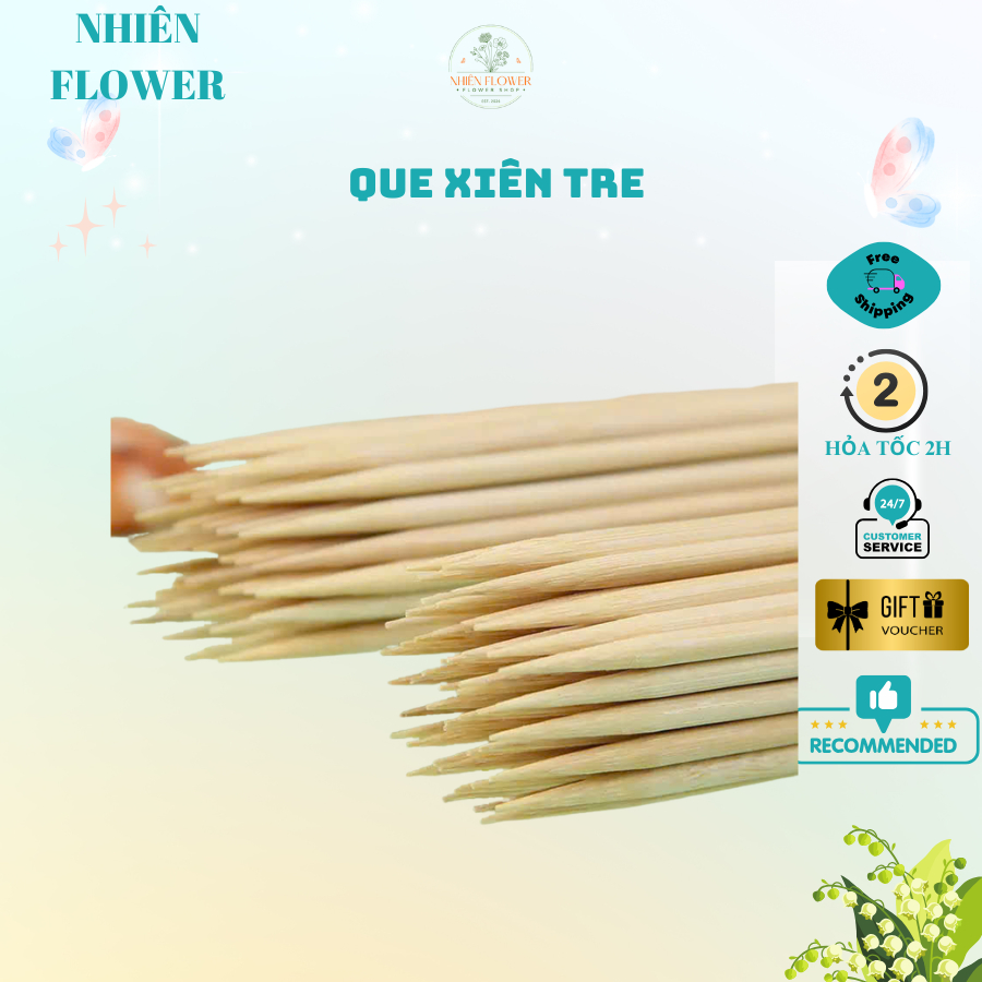 Xiên Que Tre Dài 25Cm, Dày 3 Li Cứng Cáp Dùng Cắm Hoa, Cắm Trái Cây, Trang Trí Giỏ Hoa, Giỏ Trái Cây