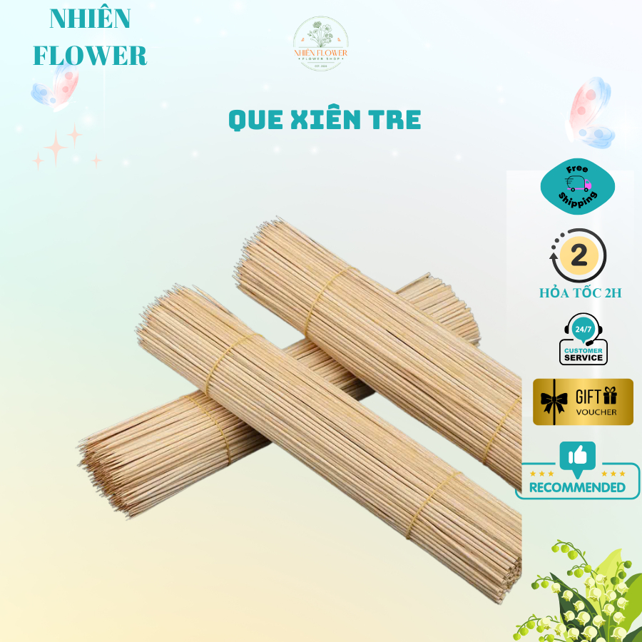 Xiên Que Tre Dài 25Cm, Dày 3 Li Cứng Cáp Dùng Cắm Hoa, Cắm Trái Cây, Trang Trí Giỏ Hoa, Giỏ Trái Cây