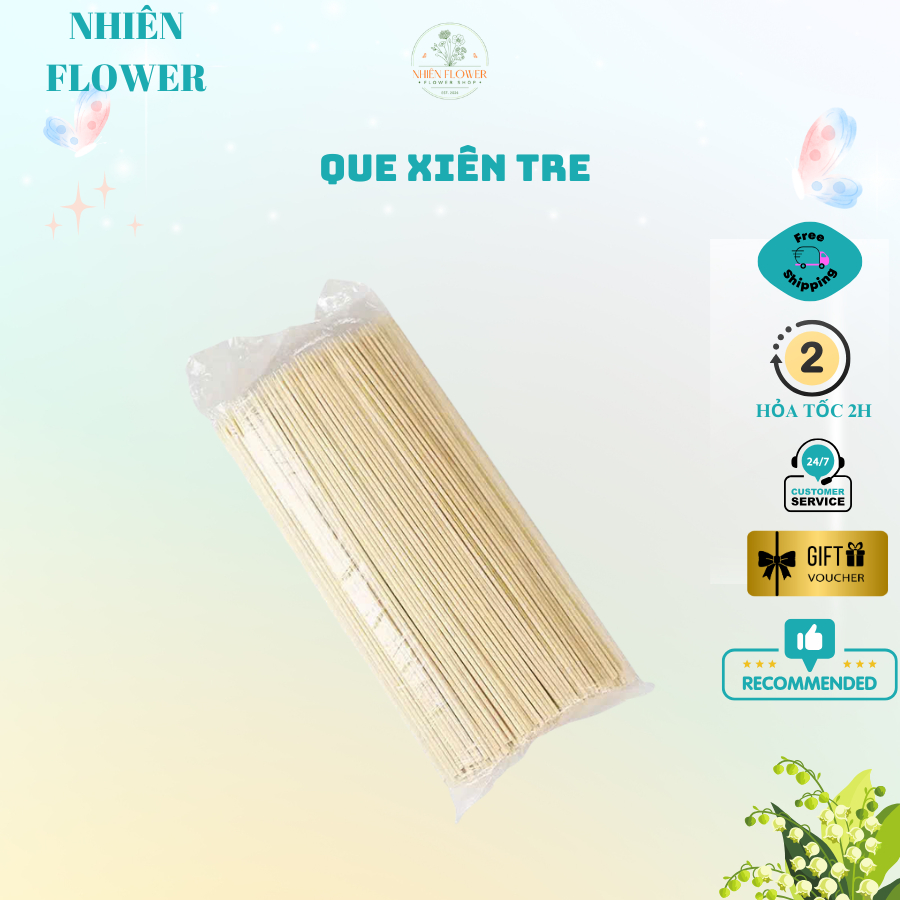 Xiên Que Tre Dài 25Cm, Dày 3 Li Cứng Cáp Dùng Cắm Hoa, Cắm Trái Cây, Trang Trí Giỏ Hoa, Giỏ Trái Cây