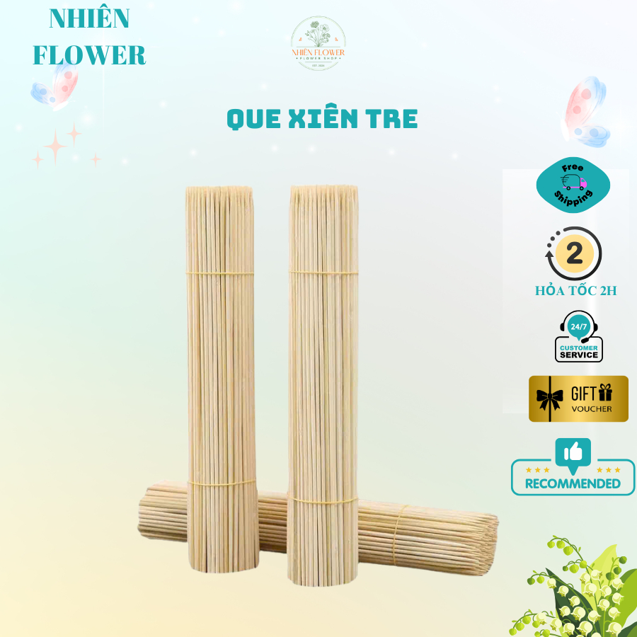 Xiên Que Tre Dài 25Cm, Dày 3 Li Cứng Cáp Dùng Cắm Hoa, Cắm Trái Cây, Trang Trí Giỏ Hoa, Giỏ Trái Cây