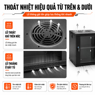 Tủ Mạng Treo Tường 4U/6U/9U/12U, Tủ Rack Đựng Switch Router NAS Camera, Cửa Kính Cường Lực, Khóa An Toàn, Tản Nhiệt Tốt