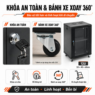 Tủ Mạng Treo Tường 4U/6U/9U/12U, Tủ Rack Đựng Switch Router NAS Camera, Cửa Kính Cường Lực, Khóa An Toàn, Tản Nhiệt Tốt