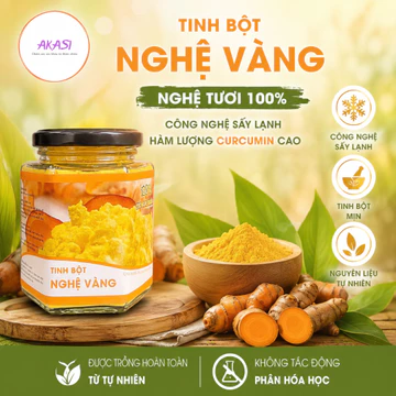 Tinh bột nghệ vàng QNA FARM, 100% nguyên chất, nghệ đỏ tươi loại 1 hàm lượng Curcumin cao, hũ 200g