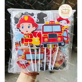 Bịch 10 set giấy cắm bánh Bé Cứu Hoả, Cứu thương- trang trí bánh kem, bánh sinh nhật