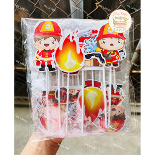 Bịch 10 set giấy cắm bánh Bé Cứu Hoả, Cứu thương- trang trí bánh kem, bánh sinh nhật