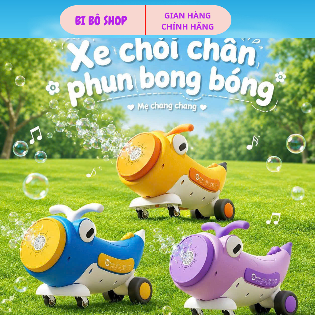 Xe chòi chân phun bong bóng BIBO SHOP 2in1