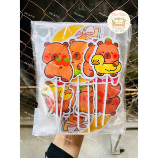 Bịch 10 Set Giấy Cắm Capybara Đáng Yêu, Dễ Thương- Trang Trí Bánh Kem, Tháo Bánh Kẹo