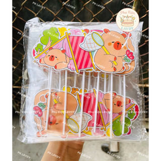 Bịch 10 Set Giấy Cắm Capybara Đáng Yêu, Dễ Thương- Trang Trí Bánh Kem, Tháo Bánh Kẹo