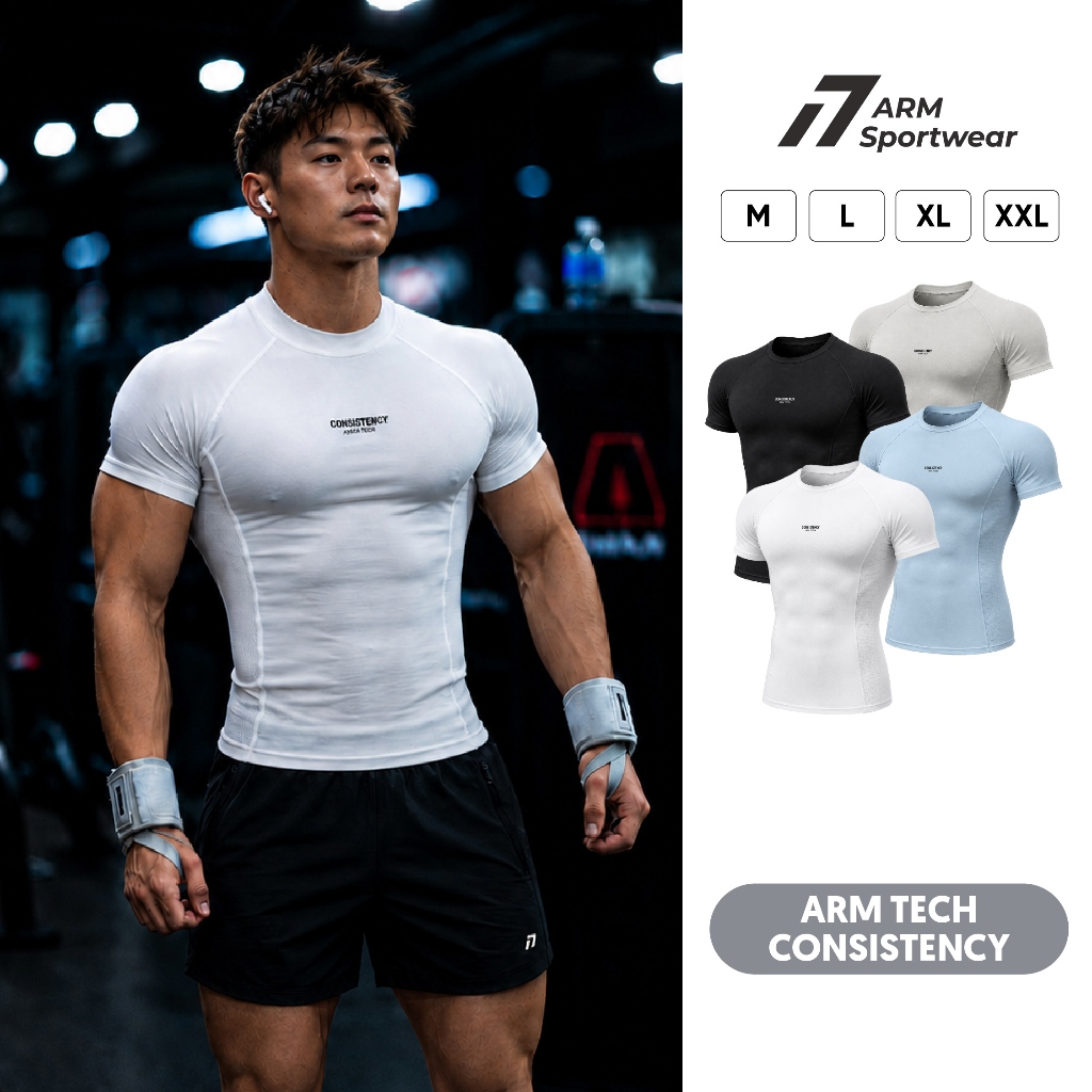 Áo Thun Thể Thao Nam ARM CONSISTENCY, Áo Tập Gym Chất Liệu Co Giãn, Vận Động Thoáng Mát
