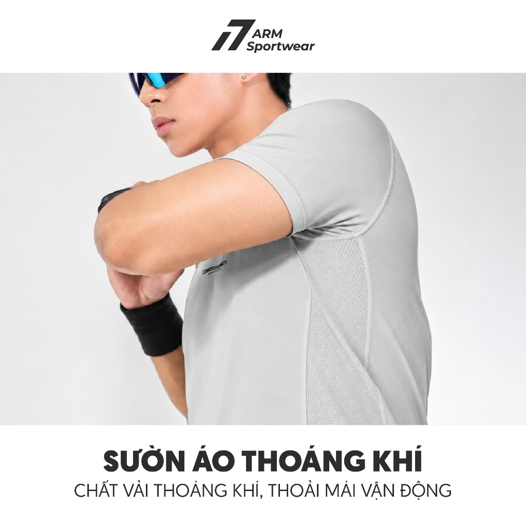 Áo Thun Thể Thao Nam ARM CONSISTENCY, Áo Tập Gym Chất Liệu Co Giãn, Vận Động Thoáng Mát