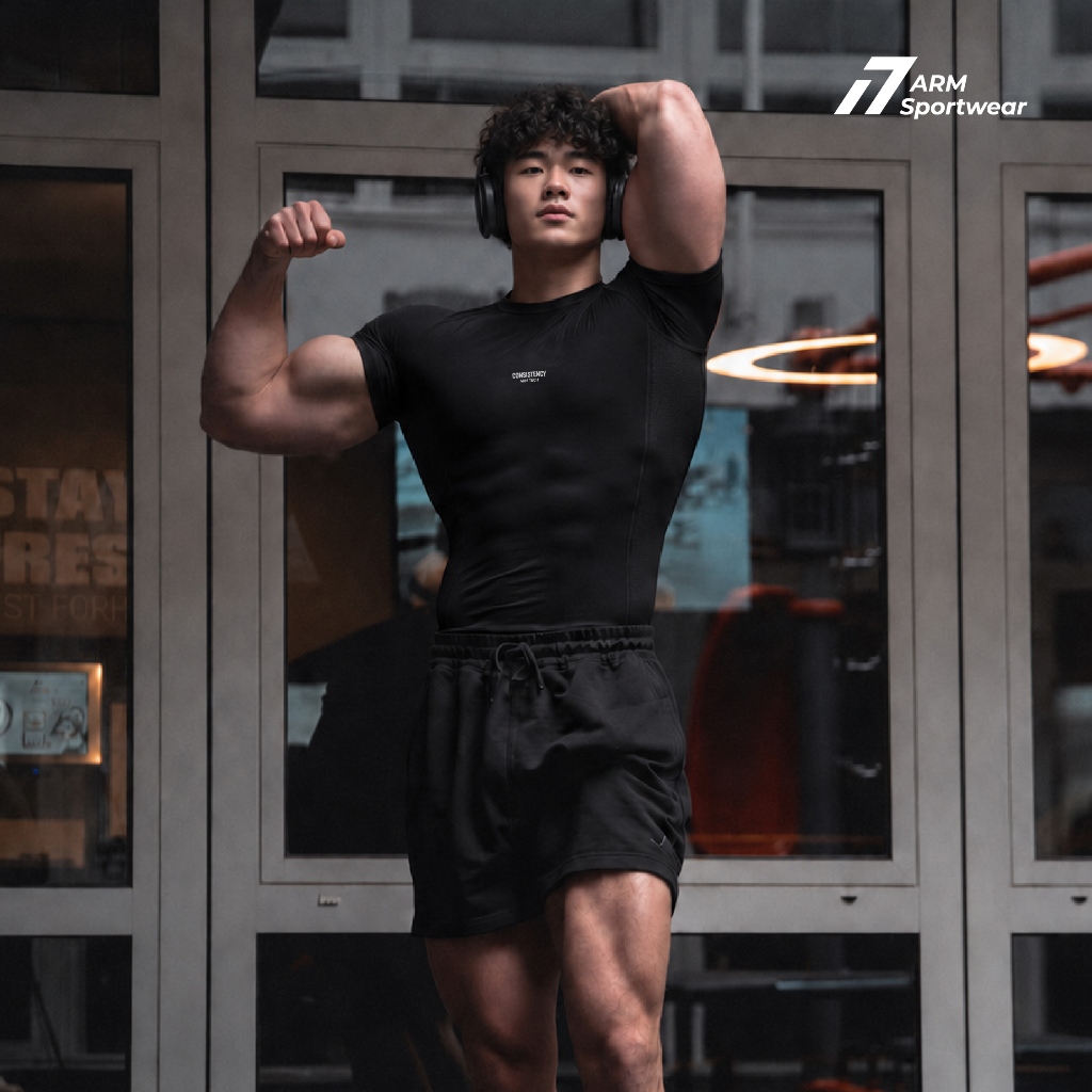 Áo Thun Thể Thao Nam ARM CONSISTENCY, Áo Tập Gym Chất Liệu Co Giãn, Vận Động Thoáng Mát