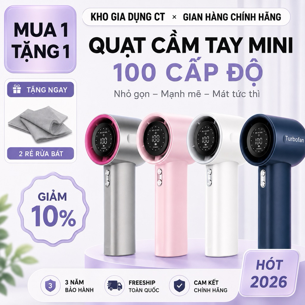 Quạt Cầm Tay Mini S001 Quạt Tích Điện Mini Có 100 Cấp Độ GIÓ BỀN BỈ MÃNH MẼ LÀM MÁT CỰC NHANH MỚI NHẤT 2026