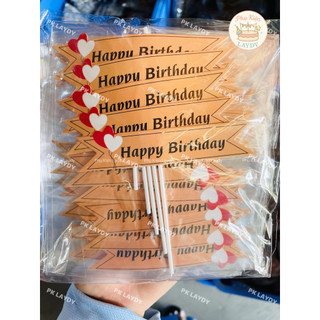 Bịch 10 Set cắm giấy Tag HAPPY BIRTH DAY trang trí bánh sinh nhật, set cắm giấy chủ đề bánh kem