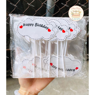 Bịch 10 Set cắm giấy Tag HAPPY BIRTH DAY trang trí bánh sinh nhật, set cắm giấy chủ đề bánh kem