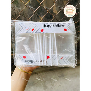 Bịch 10 Set cắm giấy Tag HAPPY BIRTH DAY trang trí bánh sinh nhật, set cắm giấy chủ đề bánh kem