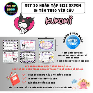 [ IN TÊN THEO YÊU CẦU] Nhãn Vở/Sách KUROMI In Theo Yêu Cầu - Chống thấm nước - ColorBoom