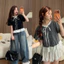 Áo Abbydoll Nữ Phối Cổ Bèo Buộc Nơ , Áo Kiểu Tay Bồng Cúc Dọc Tiểu Thư Hàn quốc