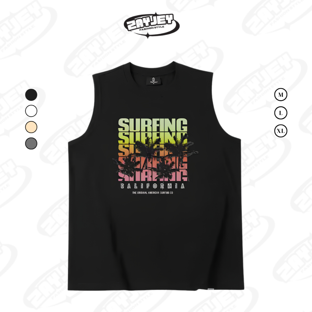 Áo Ba Lỗ Tank Top Họa Tiết Hình Chữ Sắc Màu Rộng Rãi Thoáng Mát Chất Vải Cotton By Zayjey BL08