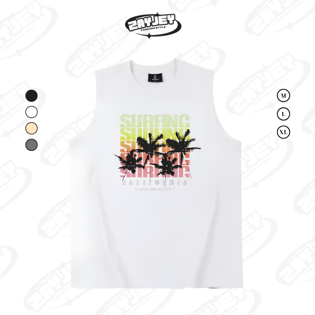 Áo Ba Lỗ Tank Top Họa Tiết Hình Chữ Sắc Màu Rộng Rãi Thoáng Mát Chất Vải Cotton By Zayjey BL08