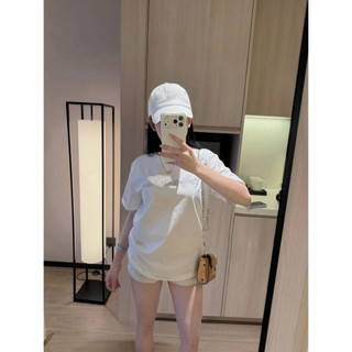 Áo thun form rộng chê ca thêu chữ trước chất cotton thời trang nam nữ, áo phông thêu chữ cổ bo thời trang nam nữ áo đôi