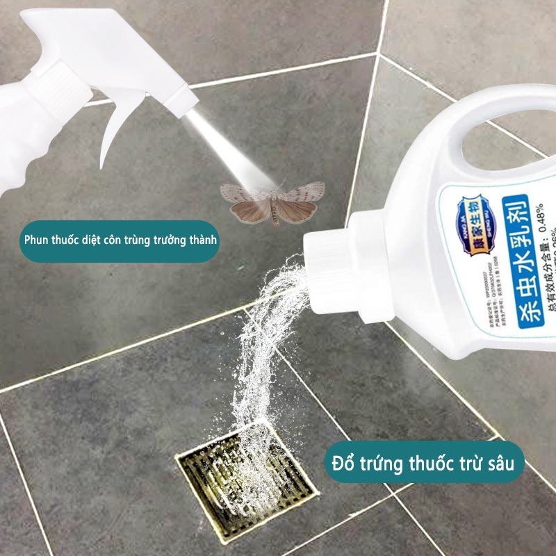 Nước Diệt Bọ Ruồi Nhặng Lỗ Thoát Sàn 500ml, Dung Dịch Tiêu Diệt Tận Gốc Côn Trùng Rết Gián Trong Đường Ống Cống