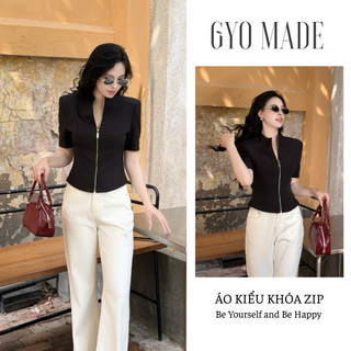 Áo thun kiểu nữ tay ngắn GYOMADE® chất Suit Hàn cao cấp tôn dáng, co giãn nhẹ thanh lịch | GA116