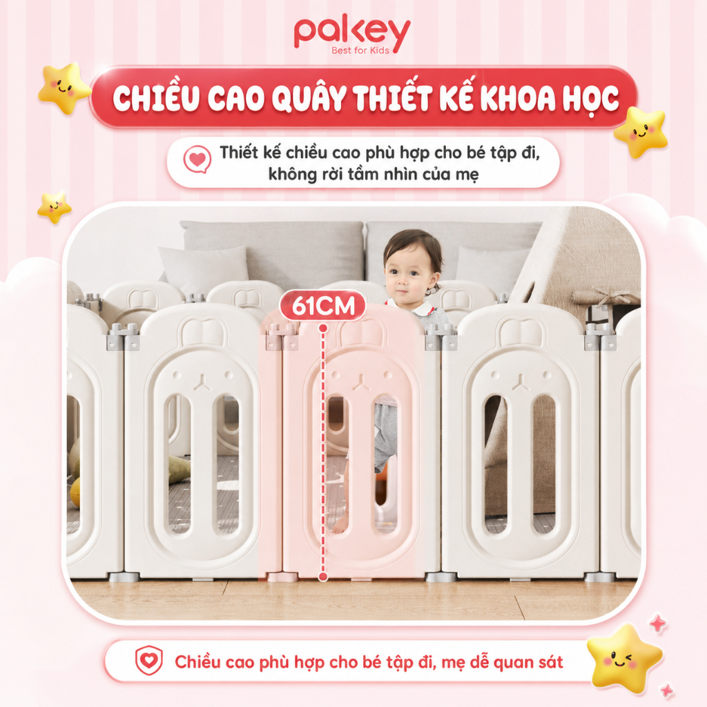 Quây Cũi Nhựa Gấp Gọn Cao Cấp TẶNG 100 BÓNG New 2026 + GIỎ ĐỰNG, Quây Nhựa Cho Bé Siêu Chắc Chắn Bảo Hành Trọn Đời