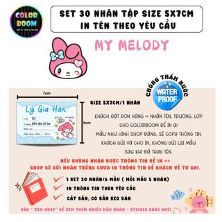 [ IN TÊN THEO YÊU CẦU] Nhãn Vở/Sách MELODY In Theo Yêu Cầu - Chống thấm nước - ColorBoom
