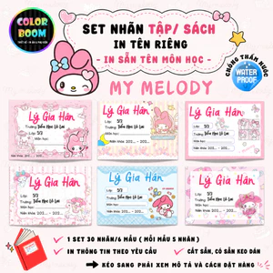Nhãn Vở/Sách MELODY In Theo Yêu Cầu - Chống thấm nước - ColorBoom