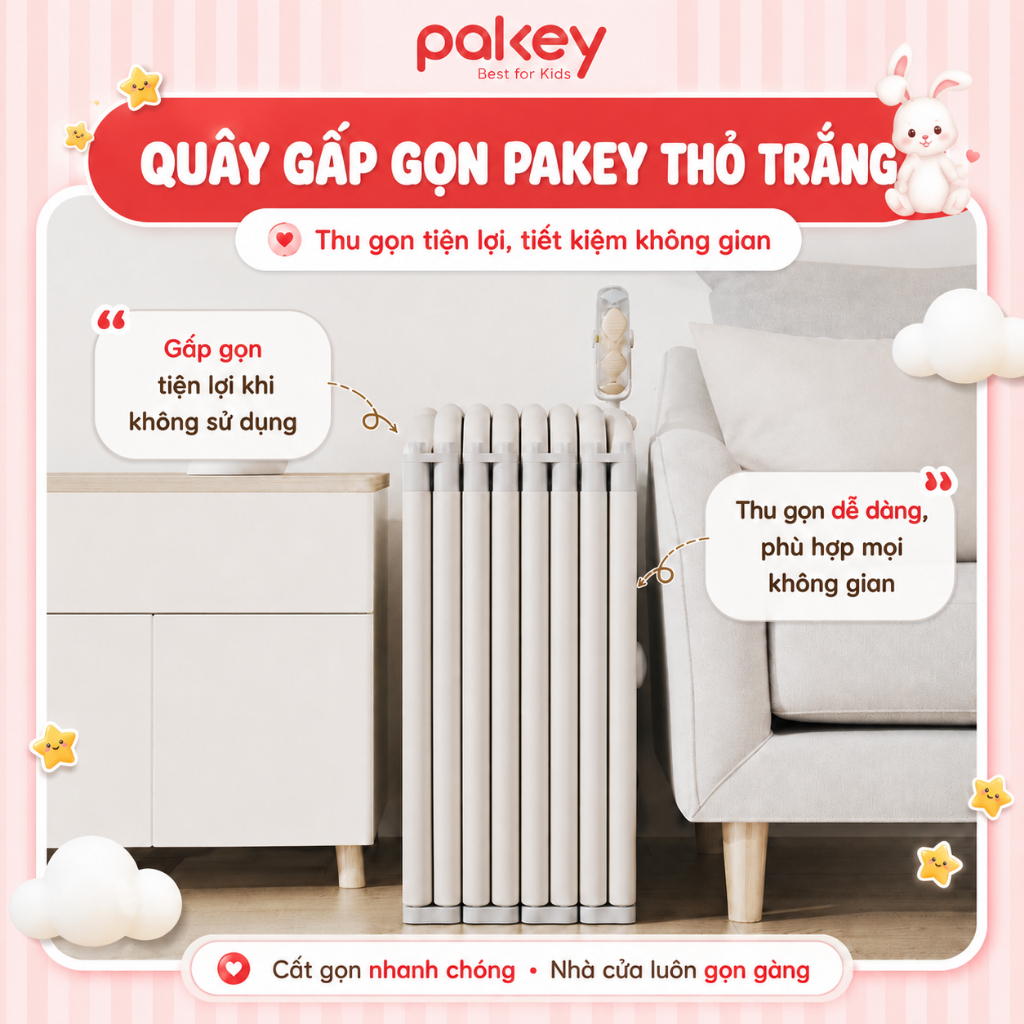 [HỎA TỐC HCM] Quây Cũi Nhựa Chính Hãng Pakey, Quây Cố Định, Quây Gấp Gọn Mẫu Dày Dặn Cao Cấp Siêu Đáng Yêu