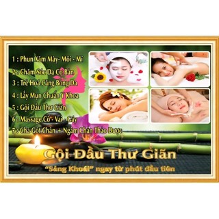 Tranh trang trí spa dưỡng sinh, decor gội đầu dưỡng sinh, tranh ngâm chân thảo dược in trên vải lụa (tặng kèm keo dán)