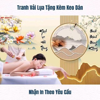 Tranh trang trí spa dưỡng sinh, decor gội đầu dưỡng sinh, tranh ngâm chân thảo dược in trên vải lụa (tặng kèm keo dán)