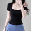 Áo Thun Bigsize Cổ Vuông MS 04 Áo Tay Ngắn Ôm Body, Chất Vải Thun Tăm Không Nhão, Co Giãn Thoải Mái, Size Áo 40-85kg