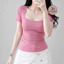 Áo Thun Bigsize Cổ Vuông MS 04 Áo Tay Ngắn Ôm Body, Chất Vải Thun Tăm Không Nhão, Co Giãn Thoải Mái, Size Áo 40-85kg