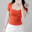 Áo Thun Bigsize Cổ Vuông MS 04 Áo Tay Ngắn Ôm Body, Chất Vải Thun Tăm Không Nhão, Co Giãn Thoải Mái, Size Áo 40-85kg