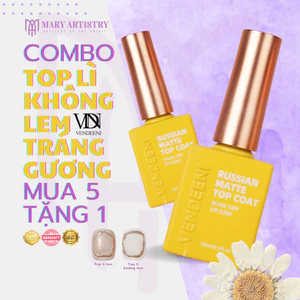 Top Lì Không Lem Tráng Gương Vendeeni Matte Top Coat - Bền Màu, Vẽ Gel Trang Trí 15ml