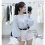 MIU.STUDIO •”Phobe Set” Set áo sơmi kẻ tay bồng cổ V from rộng basic kèm quần sooc trắng cạp cao hack dáng trẻ trung