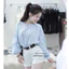 MIU.STUDIO •”Phobe Set” Set áo sơmi kẻ tay bồng cổ V from rộng basic kèm quần sooc trắng cạp cao hack dáng trẻ trung
