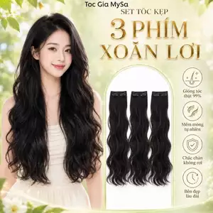 Tóc kẹp 3 phím xoăn lơi 50cm, bộ tóc kẹp phím dài có thể sử dụng nhiệt, không gây nặng đầu