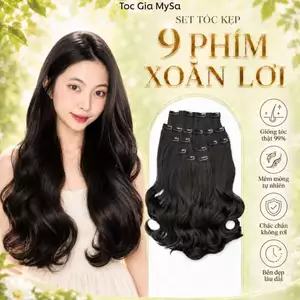 Tóc giả kẹp 9 phím xoăn lơi 50 cm, bộ tóc 9 tép rời giúp nối tóc tự nhiên, có thể sử dụng nhiệt