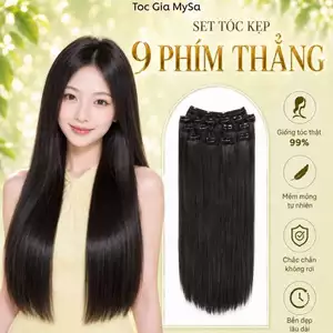 Tóc kẹp 9 phím thẳng, bộ tóc kẹp phím 9 tép rời giúp nối tóc tự nhiên tại nhà