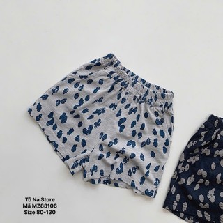 Quần Short Vải Cotton Cho Bé Từ 9-28kg Quần Suông Ngắn Ống Rộng Cạp Chun Hoạ Tiết Da Báo MZ88106